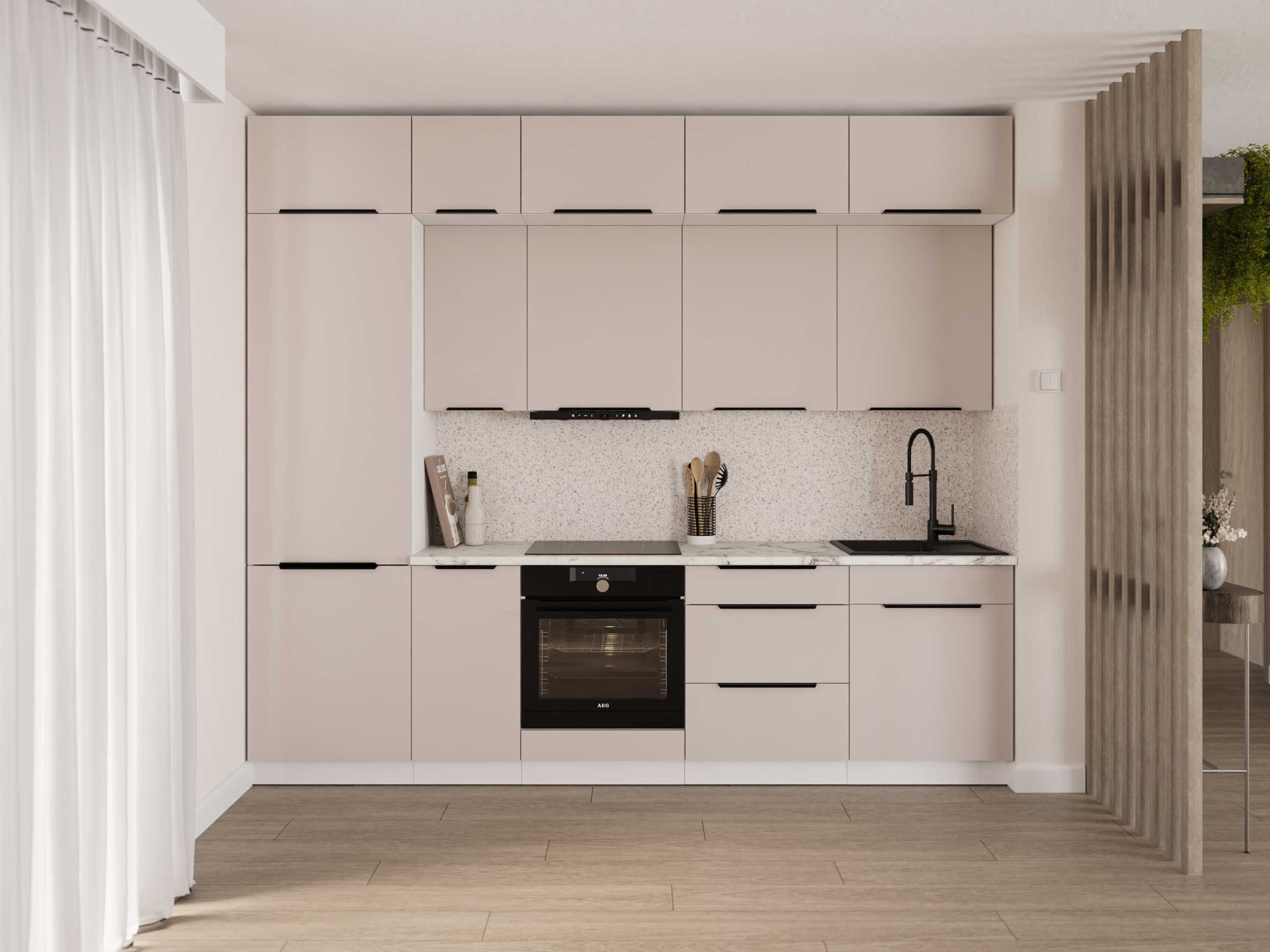 Meble kuchenne Argentyna 280cm kaszmir/biały