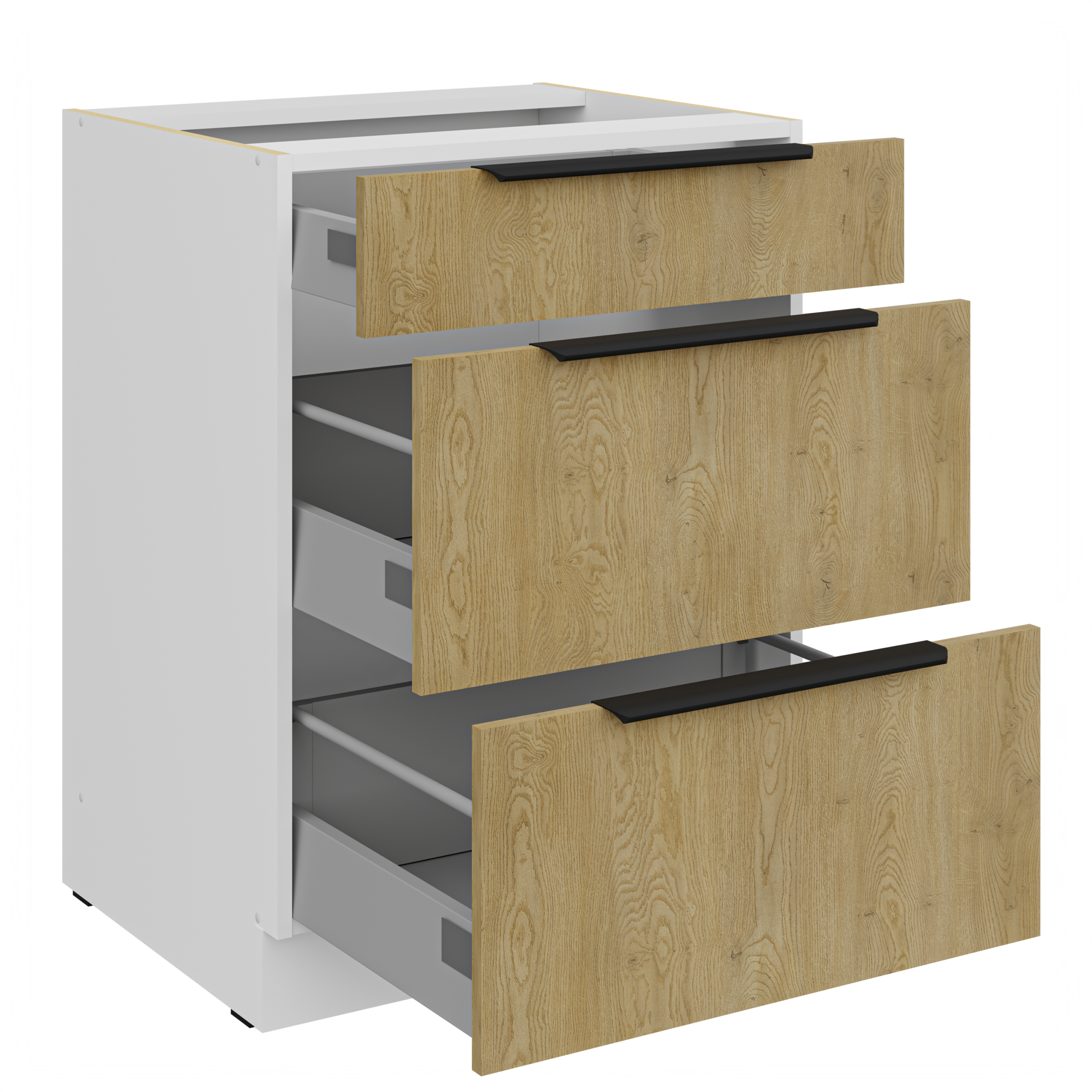 Szafka Capri Dąb Cremona/Biały 60D 3S BB PREMIUM BOX SZUFLADY - obrazek 2