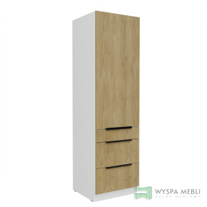 Szafka Capri Dąb Cremona/Biały Słupek Wysoki 60DKS-210 3S 1F PREMIUM BOX SZUFLADY
