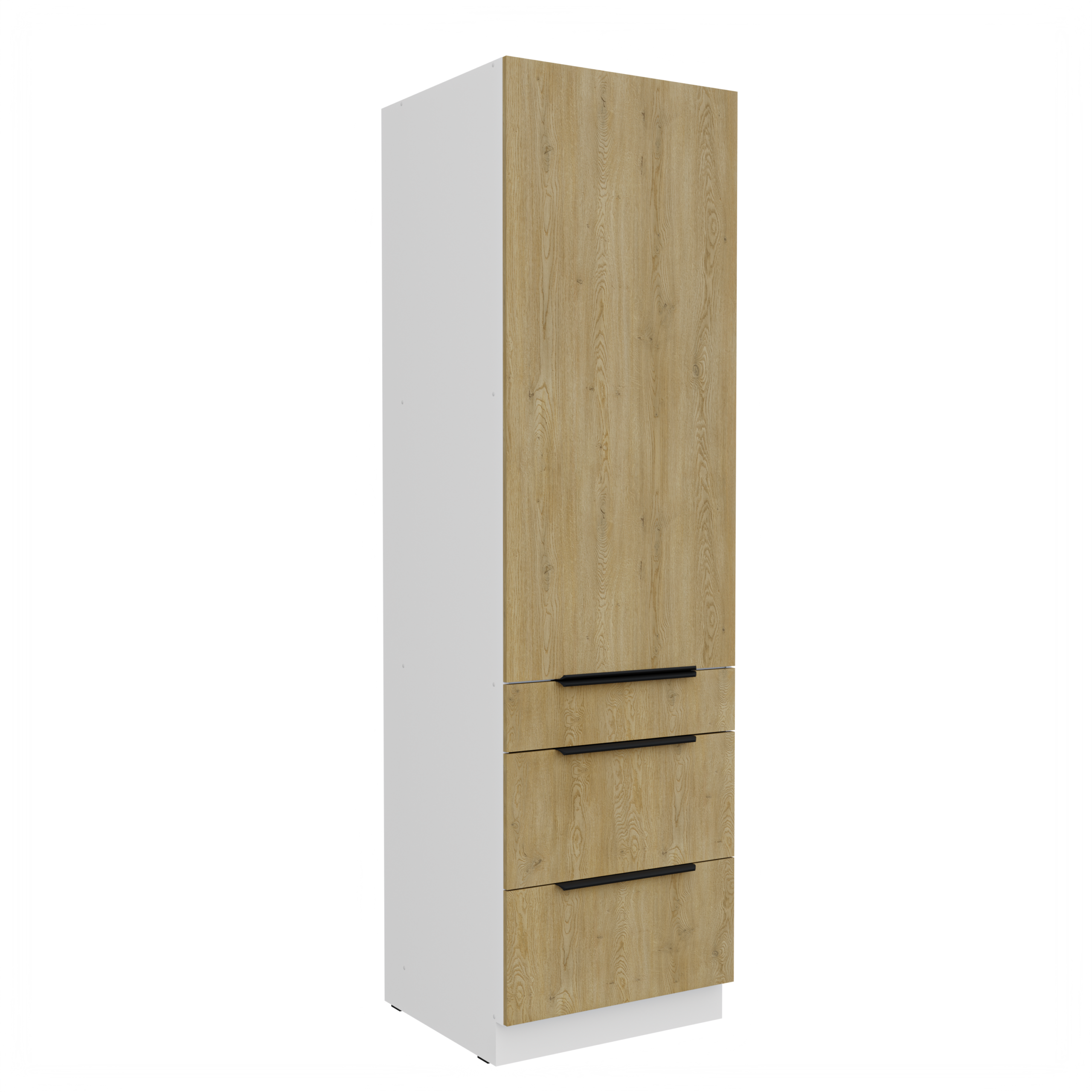 Szafka Capri Dąb Cremona/Biały Słupek Wysoki 60DKS-210 3S 1F PREMIUM BOX SZUFLADY