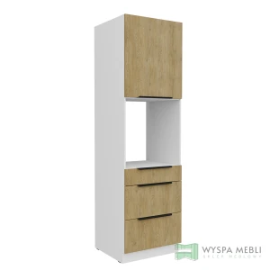 Szafka Capri Dąb Cremona/Biały Słupek Wysoki 60DPS-210 3S 1F PREMIUM BOX SZUFLADY ZABUDOWA PIEKARNIKA