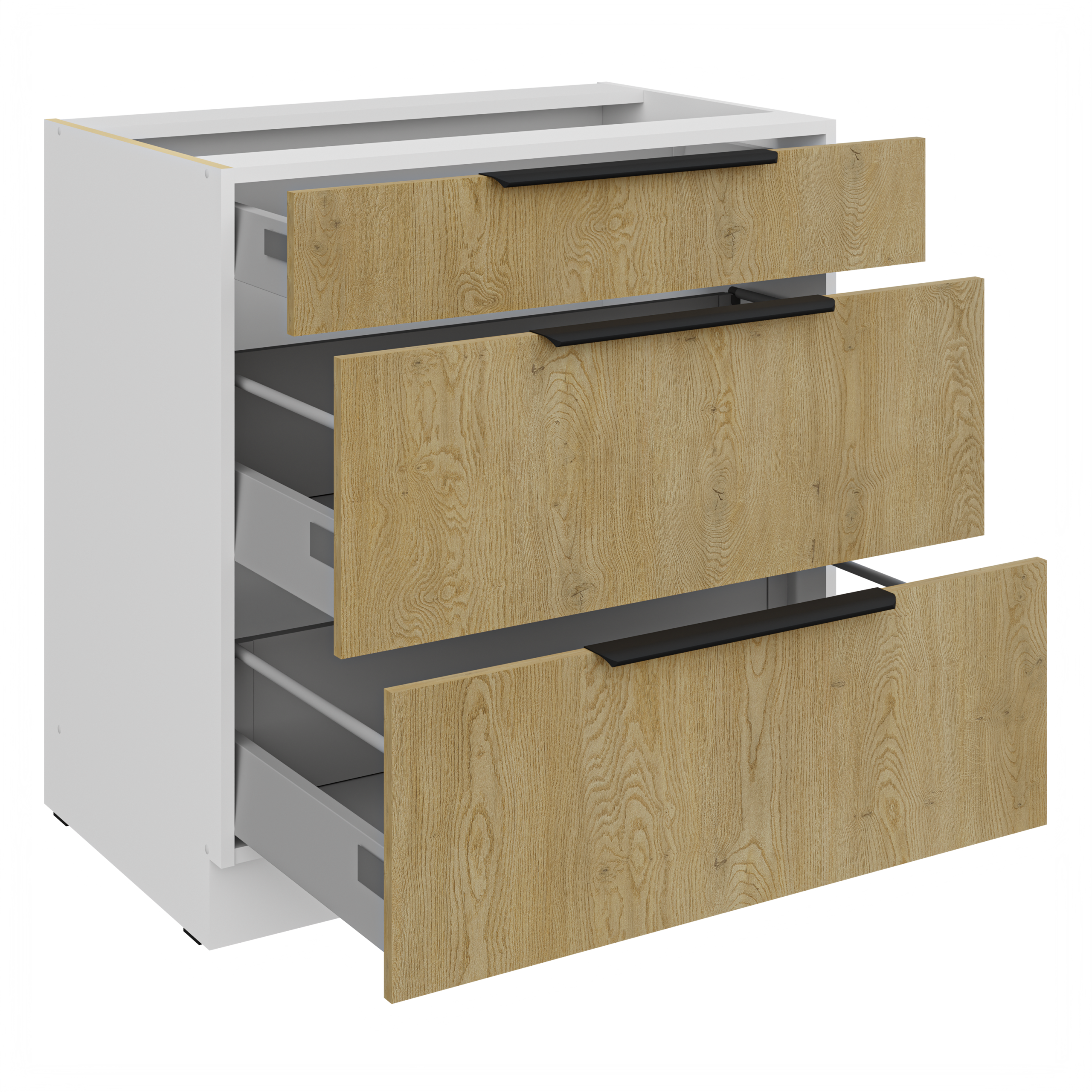 Szafka Capri Dąb Cremona/Biały 80D 3S BB PREMIUM BOX SZUFLADY - obrazek 2